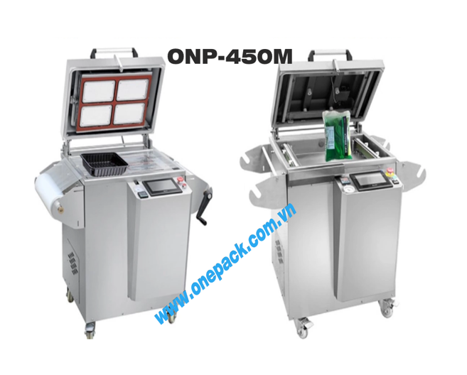 Máy đóng gói chân không Skin bán tự động ONP-450M,ONP-450B Bơm khí O2+CO2+N2